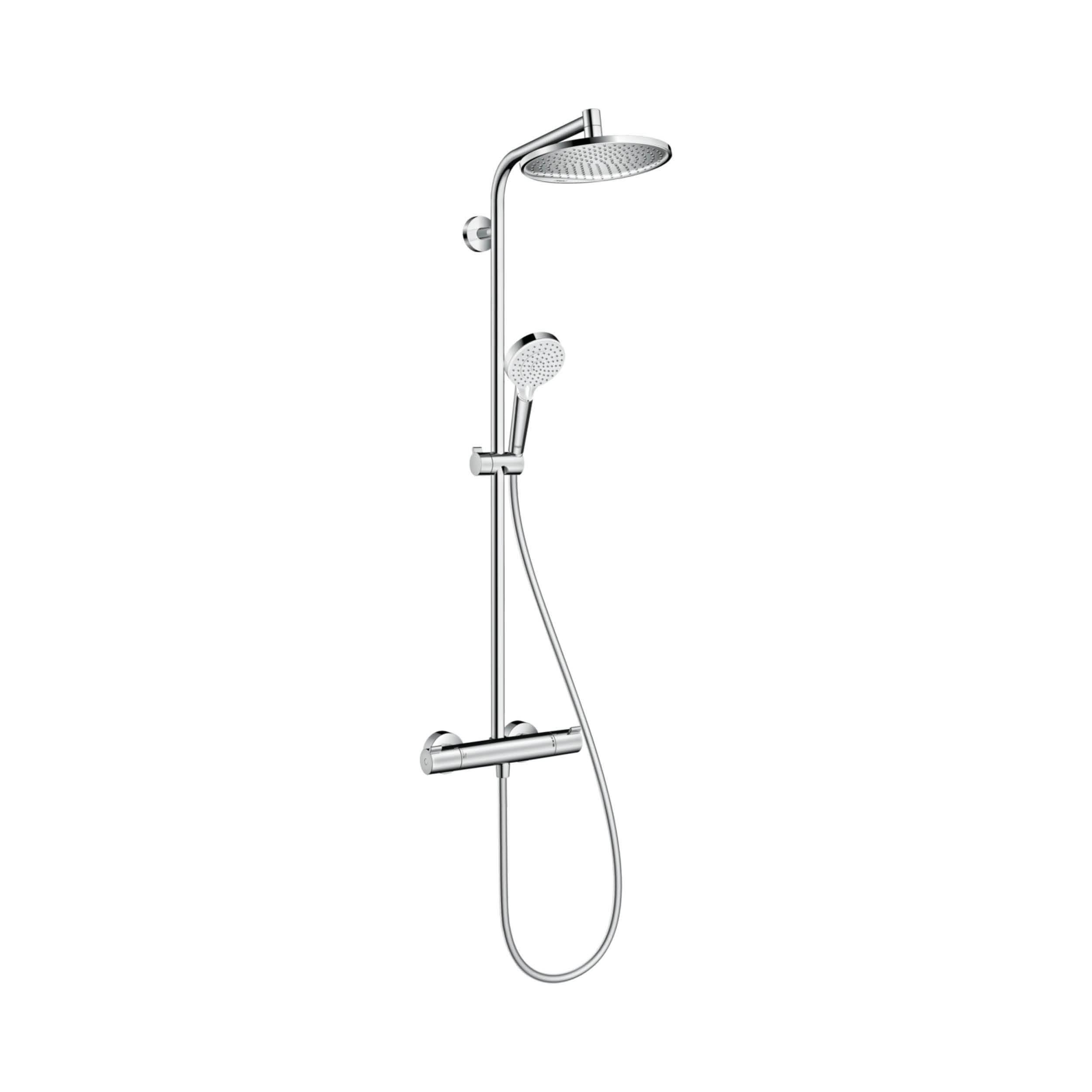 Dušas sistēma CROMETTA S240, ar termostatu, augšējo galvu D=240mm un rokas dušu, chrome, HANSGROHE